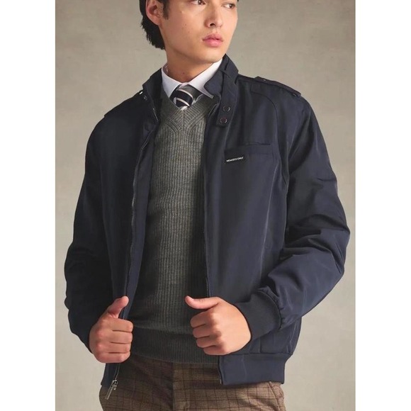 Members Only Other - Members Only Mens Navy Blue Iconic Racer Bomber Jacket Full Zip Classic Chic XXL
